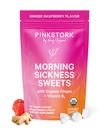 Pink Stork Morning Sweets,有机树莓姜糖加维生素B6,支持运动疾病,产前心脏灼伤-怀孕必须拥有-30个包状滴水