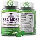 Sea Moss Gummys - 爱尔兰海 Moss Gummys for addles & Kids - 高级超级食品 Seamos 补充 有机食品 Bladderwrack & Burdock 根提取 ACV for Daily Immune, Gut Cleanse, Vegan, 60 Counts