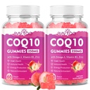 2 Pack CoQ10 Gummys 250mg, Plus Omega-3, 维生素B3 & Zinc, 镁 - 高吸收性Coenzyme Q10 心脏健康,细胞能量,以及抗氧化剂支持的辅助剂, 120 Counter