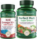 纯净产品套装 - Krill Omega 50+ 与 CoQ10 + 完美多绿色