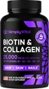 与Keratin 25000 mcg的生物素和柯拉根补充剂 - 与Colagen Keratin B 复合体的毛皮和直肠维生素 - 在美国制造 - 生物素促进毛发生长 女性和男性支持皮和直肠 60 Capsules