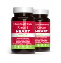 Basic Brands Smart Heart Omega-3 鱼油1000mg - 三强EPA & DHA,非GMO,心与认知支持 - 50 Burpless Softgels - 2-Pack