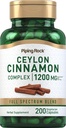 (原始内容存档于2019-09-26). Piping Rock Ceylon Cinnamon Complex Capsules 1200 mg | 200 Count | 草药补充 | 蔬菜,非GMO, Gluten Free
