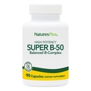 自然+超级B50-90 蔬菜卡普尔-高潜力B 复合维生素补充剂-脑与能量促进剂-无糖-90 服务