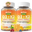 维生素D3 K2 Gummys 5000IU / 10,000 IU 配Omega-3 250mg + K2(MK-7) 100mcg - 5X 吸收 标准 D3K2 配维生素C,锌,以及 5 个有机蔬菜, 支持骨和齿强, 免疫