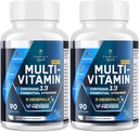 Men Multivitamins 50 Plus - Daily multivitamin for Men with fareded Herbal 提取器 & 43 Nutrients - Mens Vitamins 支持记忆和大脑,能量,骨质健康(2包)