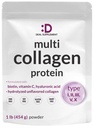 多Collagen蛋白粉,1Lb - I型,II型,III型,V型,X型Collagen Peptides 配有 Biotin 10000mcg,维生素C & Hyaluronic Acid - 不香 - Keto & Paleo 友好型,对毛发,皮肤,钉子和联合型