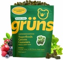 Gruns 成人无糖超级绿地(Gummys) - 配有Spirulina的超食品Gummy熊,Chlorella,Fiber & Prebiotics for Digestive Health, 配有20种维生素和矿物的适配体补充剂,2周供应.
