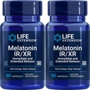Melatonin IR/XR, 1.5 mg, 最佳睡眠支持即时和扩展释放公式, 健康循环韵律, 细胞防御, 无胶体, 非GMO, 2 X 60 Capsules