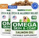 BARK&SPARK(2 Omega 3 包供养狗 -- -- 360 鱼油炖饼供养狗舍丁、皮肤过敏、减痒、热点治疗 -- -- 联合健康 -- -- 皮肤和煤炭补充 -- EPA&DHA) 脂肪酸