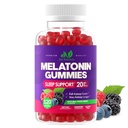 Melatonin 20 mg Gummys (120 Counter) - 成人最大强度睡眠支持 10 mg of Melatonin Per Gummy - 格卢滕无糖,非GMO, 蔬菜, 大品尝混合莓- 60 services