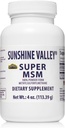 阳光谷 Super MSM 补充剂 - Methylsulfonylmecane MSM 水晶供联合支持, 钉子, 头发和皮肤健康 - 100%纯粉, 不受欢迎, 饮食补充剂 - 4 oz