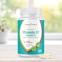 维生素D3 50,000 IU 125mcg Capsules - 120 有机周刊补编,Non-GMO Gluten Free Pills,用于强骨,牙齿,免疫支持 - 美国制造