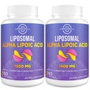 Liposomal Alpha Lipoic Acid 1500mg - 含乙酰-L-Carnitine 900mg & Ubiquinol 100mg & Vitamin E 15mg,ALA 抗氧化剂Glucose代谢Nerve 能量补充剂,60软胶(2瓶)