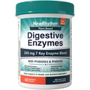 NewRhythm 消化酶 245 mg,有Probiotics和Prebiotics, Plant Based, 7 关键酶, 消化酶, 营养吸收, Protase Amylase & Lipase, 60 Vegan Capsules