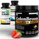 ColonBroom Premium Psyllium Husk Powder, ColonBroom Colon Cleanser Fiber 增殖救济与古特健康+日夜燃烧器增殖,重量管理药丸(60种服务),3项