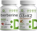 维生素D3 5000iu + K2 100mcg 软胶和柏培林补充剂 与 Yohimbine Bundle – 基本阳光维生素 – 高吸收性氯化氢HCl形式
