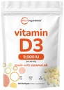 微成份 维生素 D3 5000 IU,500 Softgels | Virgin Coconut Oil | Colecalciferol Form |骨,Immune & Heart Supports | 易吞,非GMO