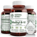 Natural Nutra Vegan Methy B12 1000mcg,心脏健康和能量助推剂补充剂,Gluten Free,支持能量转化,增强免疫反应,帮助大脑功能,100 Vegan Lozenges
