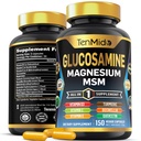 Glucosamine MSM 男女补充 - 11in1 公式 - 与镁,Turmeric, Boswellia, Quercetin, Burdock Root, 和 More ++++ 联合和移动支持 - 150卡普尔结合