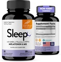 Sandhu's Sleep 60 Capsules – Non-Habit Forming 5-in-1 睡眠援助补编,配有梅拉图宁,镁,GABA,L-Theanine & 5-HTP
