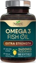 Omega 3 鱼油补充剂 2400 mg - 三重强度EPA和DHA 鱼油 Omega 3 基本脂肪酸补充剂 Softgel,脑和心脏健康支持补充剂 Gluten Free Non-GMO, 120 Softgels