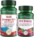 纯净产品包 - Krill Omega 50 + 与 CoQ10 + B-12 能量熔融 - Krill Omega 50 + 与 CoQ10 (Krill Oil, Fish Oil, CoQ10,维生素D) B-12 贝里熔融(Methylcobalamin B12 + B6 + D3 + 更多)
