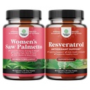 Saw Palmetto和Resveratrol 补充材料 -- -- Saw Palmetto 抽取含有 Maca 根和生物素的毛发损失和AMPK 代谢作用器和细胞效率