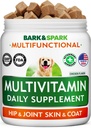BARK&SPARK 狗维生素和补充剂 - 多维他命 狗可食用药 - Glucosamine Chondroitin 联合支持+ Omega 皮和煤+ 亲生素 - 多维他命 宠物健康 - 120Ct