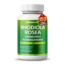 RHODIOLA ROSEA 补充-11-in-1 Natural Blend 与 Chamomile L-Theanine Ashwagandha 圣巴西尔·瓦莱里安 Passionflow – 150 Counter - 在美国制造和试验