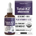 K2®K2作为MK7和MK4+K1和维生素D3的合计 共同因素 - 每役620 mcg K2 - MenaQ7®All-Trans MK7 - Full-Spectrum Vitamin K - Vegan,有机认证(Liquid 1 oz)