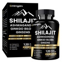 Shilajit Capsules - 20 000 mg 纯喜马拉雅有机物 与Ashwagandha, 支持生命和健康, Premium Shilajit Pure Himalayan 补编, 120 capsules