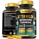 Bitter Melon Capsules - 10in1 配方 - 与柏柏林,锡兰桂,图尔美,莫林加,涅姆,金吉,格图科拉,阿尔蒂科克,和黑辣椒合用 120 Capsules 供4个月使用