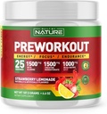 由自然工作前粉与Beta Alanine、Creatine Monohydrate、BCAA、L Citrulline、L Arginine和Cafeine-草莓柠檬汁Flavor-25种服务共同建造