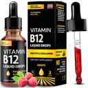 维生素B12 液体滴 - Vegan B12 维生素 5000 mcg 甲基Cobalamin 速效副语言 B 复合液体维生素B2,B3,B6 - 非GMO,无乳品,大豆和糖,Raspberry Flavor, 2 f. oz.