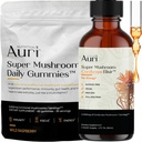 Auri Energy & Immune Boost Pack 超级蘑菇日报 Gummys Cordyceps Elixir Bundle - Daily Wellness for Focus, Stamina, and Longevity - 60 Gummys + 60毫升丁基锡