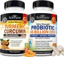 65亿 CMFU 每日Probiotic 补充材料(1个月供应)+ 带有黑色胡椒提取剂的Turmeric Curcumin 1500mg 复合剂(试剂尺寸)