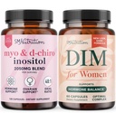 SMNUTURTY 妇女DIM Supplement & Myo-Inositol & D-Chiro Inositol 配有40:1比例(30人)和250mg 妇女综合体DIM 补充(60人)