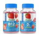 活性糖无维生素B12 + 维生素D5000 IU,Gummys Bundle - 大品尝,维生素补充,Gluten Free, GMO Free, Chewwable Gummy (英语).