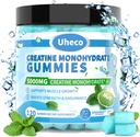 Mint Flavor Creatine Monohydrate Gummys 5000mg for Men & Women, Contons L-Taurine + Vitamin B12, Betaine, L-Citrulline for Muscle strong, 改进锻炼耐力 - 115 计数
