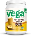 Vega Nut Butter Shake,花生酱和香蕉 - Vegan蛋白粉,20g蛋白,真食原料,无添加糖,1.39磅