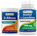 最佳天然剂 D- Ribose Powder 1 英镑和乙酰L-Carnitine 1000毫克