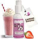 Moops Liquid Lactase Enzyme Syrup 2oz – 美味草莓 Milksshake Flavor – 1万个FCC单位用于快速代理乳制品救济 – 定制剂量用于乳糖不容忍 – 手提式Twist-to-Lock Pump