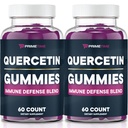 Primetime Sports Quercetin + Zinc + Vitamin C 1000mg Gummys 配有长莓,Flavonoid 儿童成人维生素豁免,免疫支持 Gummy Booster Vegan(2包) 60 计数(Pack of 2)
