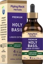 Piping Rock Holy Basil 液体提取 QQ 4 Fl Oz QQ Tulsi Leaf Tincture 植物学家,非GMO,Gluten免费补充