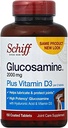 Schiff Glucosamine 2000mg 配有维生素D3和Hyaluronic酸,150平板-联合补编