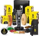 带专业无线电荷发型和芥末/Beard Trimmer、直边剃刀、香波、鲍姆、Brush & Comb 礼品套装的胡子俱乐部男子扫帚套装