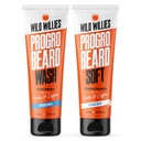 Wild Willis PROGRO 胡子香波和条件器 Kit - 强化 w/Cafeine & Biotin - 加强、无花样、摩擦性胡子洗涤器和条件器,供男性使用,2 x 5oz Tubes
