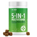 Pet MD 5in1 多维他明 - 30 种基本维生素,矿物质和营养素用于皮肤和煤炭,Hip & Joint, Digestion, 老年狗和小狗维生素 - Glucosamine, Omega 3 6 9, & Probiotics - 60cmt