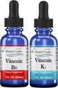 HoneyCombs 维生素B6 & K1 滴水量 — Vegan 液态Pyridoxine & Vitamin K 提取物,支持整体健康,非GMO 维生素液体提取物,各1 fl oz